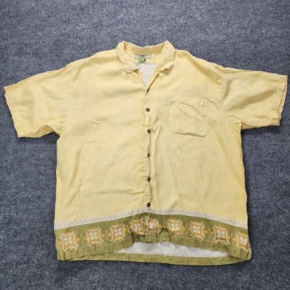 Tommy Bahama 100% Silk Yellow Short Sleeve Mens Hawaiian Shirt Pineapple XXL - Picture 8 of 14
